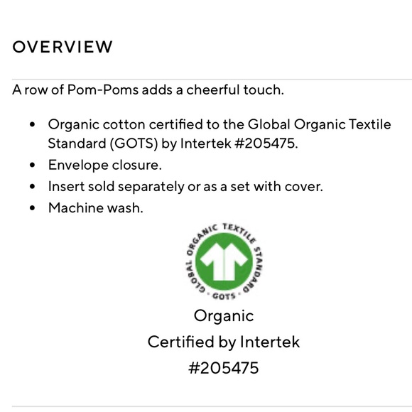 PB Teen Pom Pom Organic Pillow Covers (2) - Picture 11 of 13